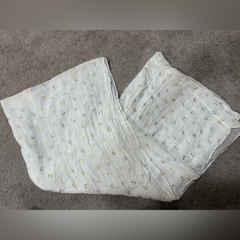 White Infinity Scarf with Gold Accents